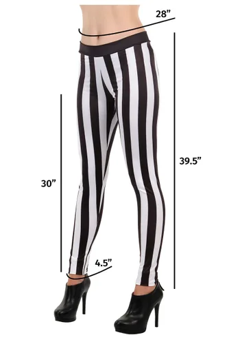 Vista 5 de Leggings de disfraz para mujer a rayas blancas y negras Multicolor
