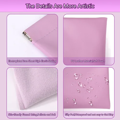 Vista 3 de BUSOHA Pequeña bolsa de maquillaje para bolso, mini bolsas de cosméticos portátiles para mujeres, monedero, lápiz labial, organizador de accesorios