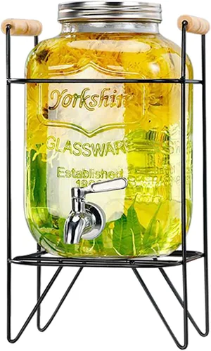 Vista 11 de Dispensador de bebidas de vidrio con espita sin fugas, dispensador de agua, contenedor de jugo para el hogar, dispensador de bebidas frías perfecto