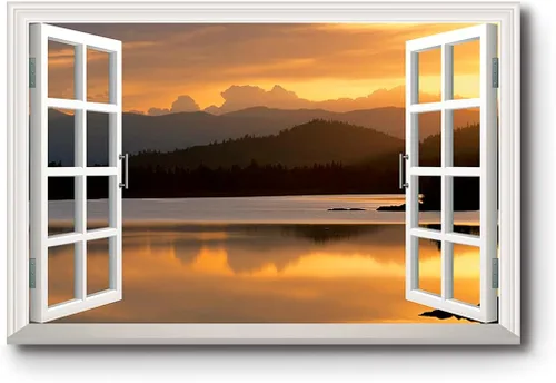 Vista 18 de Renditions Gallery Impresiones de pared de naturaleza para decoración de ventana para el hogar Inundado en la playa de arena, lienzo colgante