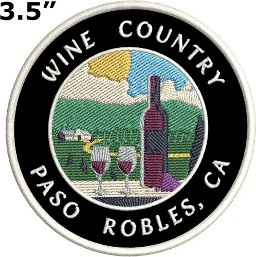 Vista 2 de Vinyard - Wine Country - Paso Robles, California 3.5 pulgadas bordado DIY hierro o coser parches decorativos vacaciones aventura tema novedad