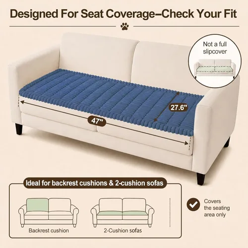 Vista 44 de decorUhome Funda de sofá para perros, funda antideslizante y mullida para sofá, para asiento, respaldo y reposabrazos, protector de sofá suave