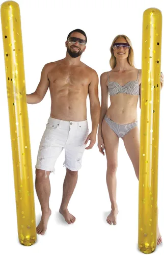 Vista 12 de POZA - Paquete de 2 flotadores inflables gigantes para piscina, lujosos fideos flotantes de agua gigantes de 74 pulgadas llenos de confeti