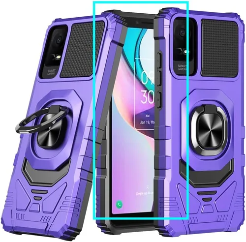Vista 9 de Funda para TCL Nxtpaper 70 Pro 5G con protector de pantalla y soporte de anillo magnético