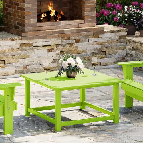 Vista 17 de WestinTrends Mesa de café de patio cuadrada de HDPE Malibu para exteriores de bajo perfil, marrón oscuro