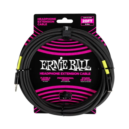 Vista 5 de Ernie Ball Cable de extensión de auriculares 1/4 a 0.138 in 10ft - Negro