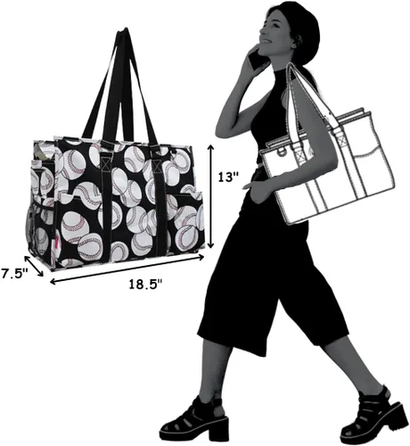 Vista 4 de NGIL Bolsa de mano con cremallera y bolsillos exteriores para mujeres trabajadoras, profesores, enfermeras y madres, diseño en Estados Unidos