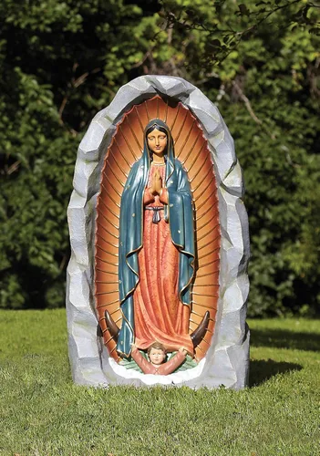 Vista 2 de Roman - Gruta Nuestra Señora de Guadalupe, 36.0 in de alto, colección de jardín, resina y piedra, decorativo, regalo, decoración para el hogar al