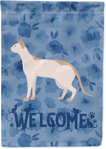 Vista 168 de Caroline's Treasures CK4813CHF - Bandera de bienvenida con gato abisinio azul, manga grande, para porche, para colgar en la pared, poliéster