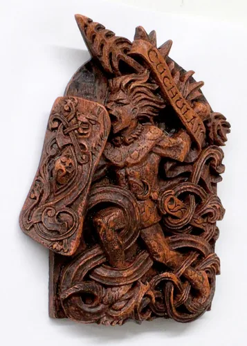 Vista 4 de Dryad Design Cuchulain - Placa de pared para decoración del hogar, diseño de guerrero celta irlandés (acabado de madera)