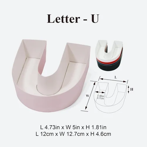 Vista 9 de Geoto Paquete de 6 cajas de regalo rellenables en forma de letra de 17.3 x 6 x 2 pulgadas, color rosa/rojo/blanco, caja de regalo con texto en Rosa