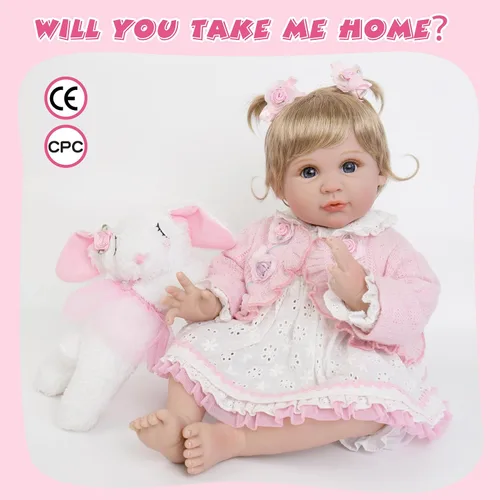 Vista 5 de Muñecas de Bebé Reborn Realistas - Muñeca de Bebé Realista de 22 pulgadas Flexible y Suave con Accesorios de Juguete de Alimentación Bebé Niña
