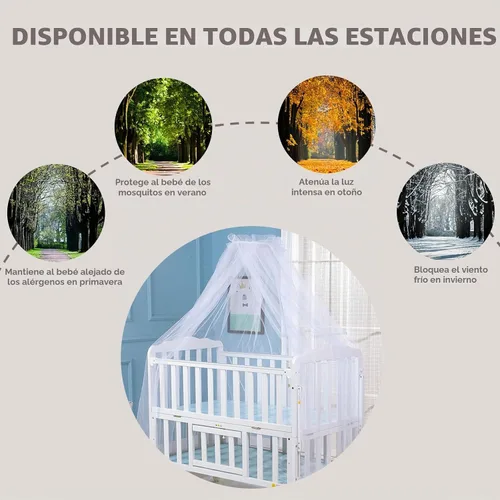 Vista 7 de Mosquitera para cuna, universal, 63.0 x 177.2 in, de encaje, decorativa, para cunas, para cunas, malla transpirable para mantener alejados a