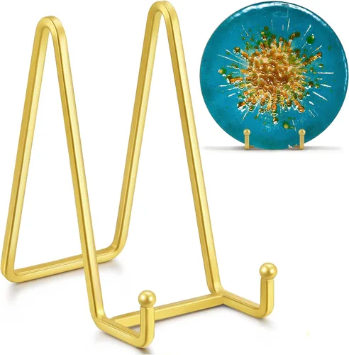 Vista 10 de IPAME Soportes cuadrados de metal para exhibir, soporte de 4.5 pulgadas + caballete para portarretratos para libros, placa decorativa, placa, foto