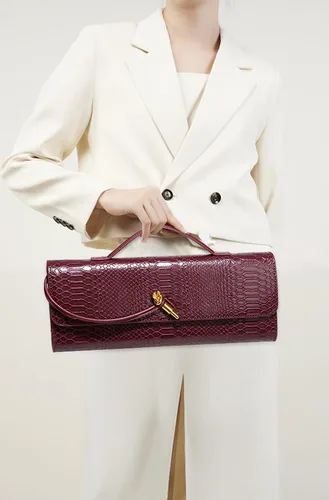Vista 2 de Bolso de mano de cuero de moda para mujer, bolso de mano cruzado con estampado de cocodrilo