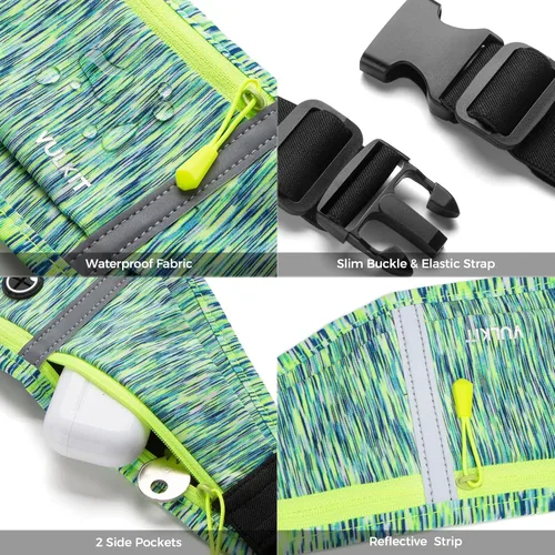 Vista 5 de VULKIT Cinturón delgado para correr para mujeres y hombres, soporte para teléfono celular para correr, riñonera de entrenamiento, bolsa de correr