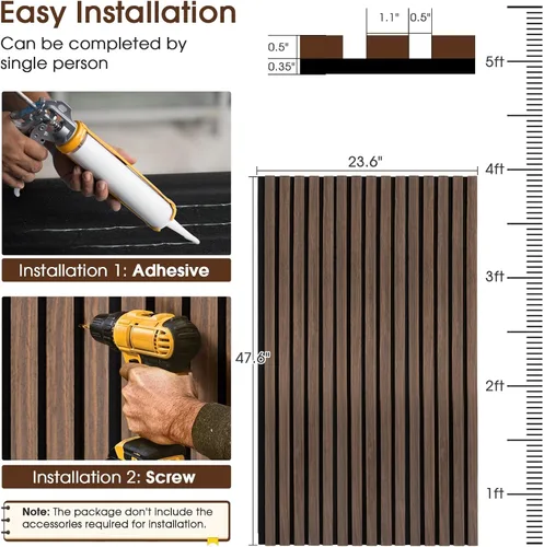Vista 5 de Paneles de pared de madera acústica de 47.6 x 23.6 pulgadas, paneles de madera a prueba de sonido para paredes, panel acanalado 3D para decoración