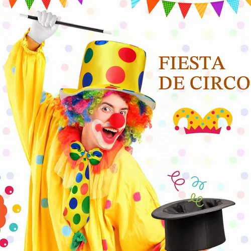 Vista 4 de JaGely Juego de 7 piezas de disfraz de payaso, peluca de arcoíris, sombrero