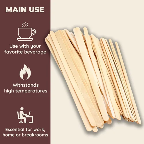 Vista 3 de Fill 'n Brew Agitadores de madera para café, té y bebidas (5.5 "de longitud, 500 unidades): 1 caja/500 palitos para remover