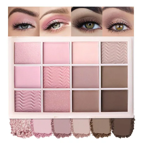 Vista 15 de SUAKE Paleta de sombras de ojos rosa nude, mate y brillante, alta pigmentación, 20 colores, marrón y morado para maquillaje de ojos, paleta