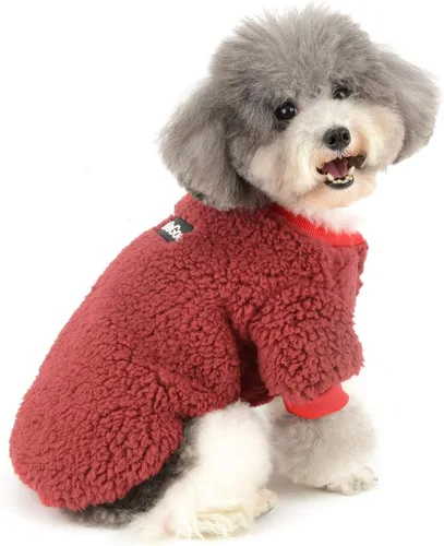 Vista 9 de Zunea Suéter de invierno para perros pequeños, ropa de vellón para cachorros, sherpa cálida chaqueta de chihuahua, ropa de otoño para mascotas