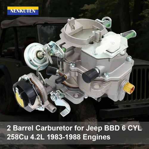 Vista 2 de NENKUTEN Carburador de 2 barriles para Jeep BBD 6 CYL 258Cu 4.2L Motores 1983-1988 Jeep CJ7 CJ5 Wagoneer Carburador de estrangulamiento automático