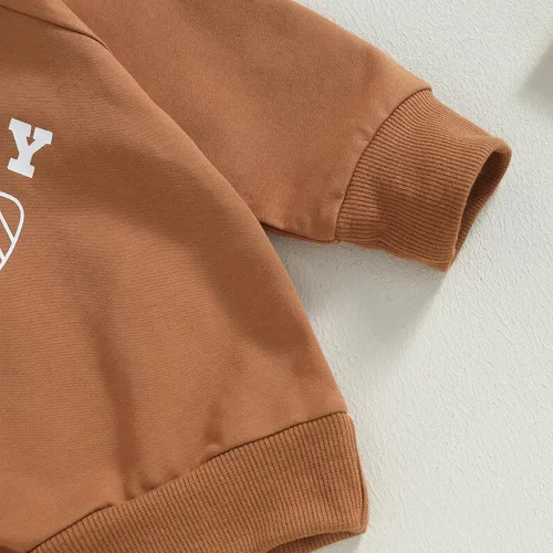 Vista 4 de Lamuusaa Conjunto de fútbol para bebé niño y niño, sudadera con cuello redondo para el día del juego, sudadera con pantalones deportivos para otoño