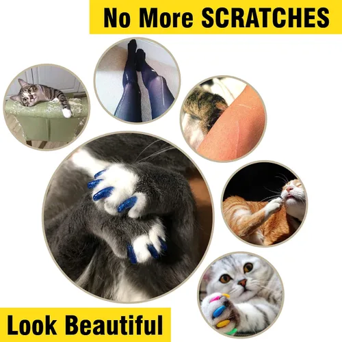 Vista 6 de zetpo - 100 fundas para uñas de gato, con adhesivos y aplicadores 5 tonos azules con purpurina