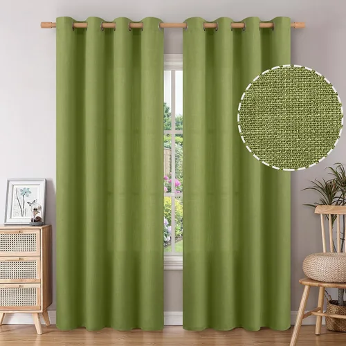 Vista 54 de BGment Cortinas de Lino Beige de 63 Pulgadas de Largo 2 Paneles - Tratamientos para Ventanas con Textura de Arpillera Filtrantes de Luz Cortinas