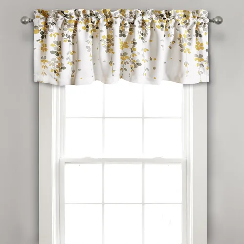 Vista 41 de Lush Decor Cenefa para ventana con flores que lloran, filtro de luz, azul y gris