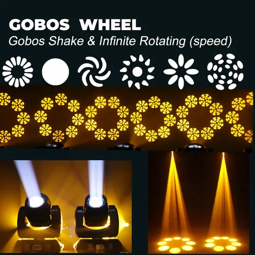 Vista 6 de 120W LED Cabeza Móvil Dj Luz Roto Prism Beam Etapa Luces 8 GOBOs 8 Colores DMX 512 12CH Sonido DJ Iluminación para Disco Fiesta Eventos Boda Etapa