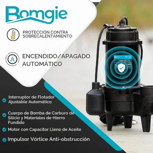 Vista 3 de 3/4 HP Bomba sumergible de aguas residuales 120V 6400 GPH Bomba de Oscuro
