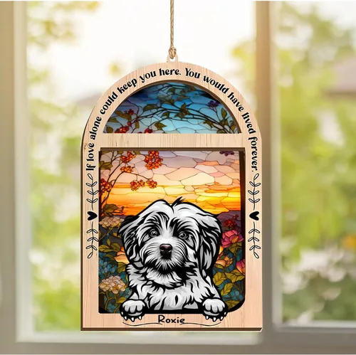 Vista 289 de LOVELYPOD Adorno de Navidad personalizado de sabueso afgano, atrapasoles con nombre, regalos de pérdida de mascotas, regalos para amantes
