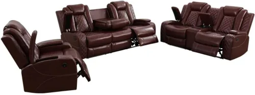 Vista 10 de Silla reclinable eléctrica, sofá biplaza, sofá para sala de estar, cómodo asiento de cuero transpirable para cine en casa con puertos de carga USB