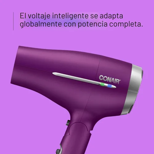 Vista 4 de Conair Worldwide Secador de pelo con mango plegable con concentrador y difusor, 1875W secador de pelo de viaje con tecnología de voltaje