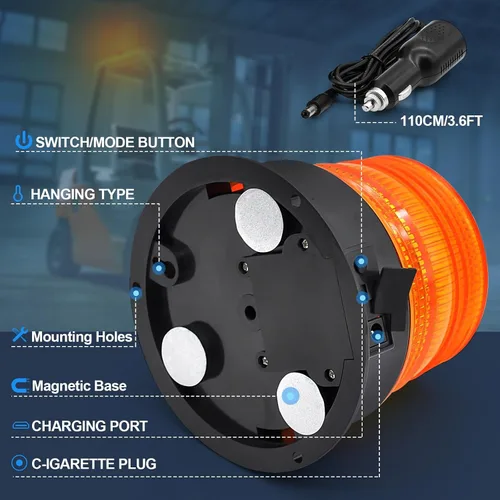 Vista 3 de AnTom Luz magnética inalámbrica de baliza, recargable de advertencia intermitente de emergencia, luces estroboscópicas que funcionan