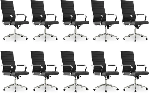 Vista 18 de Okeysen Office Desk Chair, Ergonomic Leather Modern Conference Room Chairs, Executive Ribbed Height Adjustable Swivel Rolling Chair for Home Office