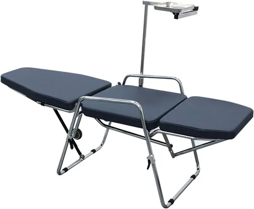Vista 2 de Cuero de microfibra paciente y dentista silla auxiliar taburete plegable con ruedas instrumento bandeja y spittoon