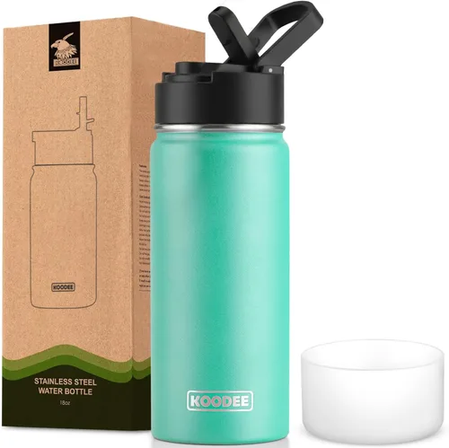 Vista 48 de koodee Botella de agua para niños, botella de agua de acero inoxidable de 12 onzas con aislamiento al vacío para la escuela, botella de agua de boca