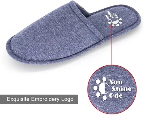 Vista 5 de Sunshine Code Pantuflas lavables de algodón de espuma viscoelástica con bolsa de viaje a juego para el hogar, hotel, spa, dormitorio