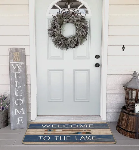 Vista 4 de Welcome to The Lake - Felpudo decorativo para interiores y exteriores, 17 x 30 pulgadas, para entrada de sala de casa del lago, regalos para amantes