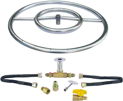 Vista 3 de Kit completo de anillo de quemador de hoguera de acero inoxidable de 18 pulgadas para tanques LP portátiles de 20 libras Kit de tanque LP