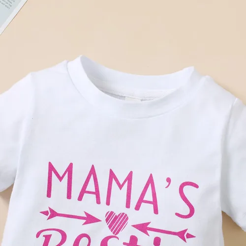 Vista 4 de Camiseta de mamá para niñas y bebés, camiseta de mamá para niñas pequeñas, blusa de mamá es mi mejor amiga, ropa para el día de la madre