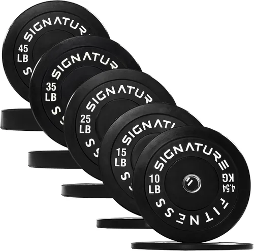 Vista 10 de Juego de placas olímpicas de amortiguación Fitvids, placas de peso de 2" para entrenamiento de fuerza y levantamiento de pesas, París o juego