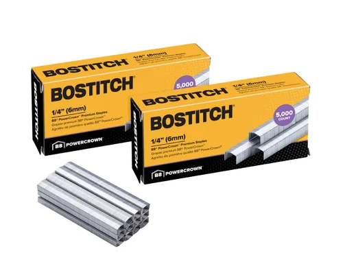 Vista 9 de Bostitch Office B8 PowerCrown - Grapas de 0.25 pulgadas, paquete de 5,000 grapas (STCRP21151/4), color plateado