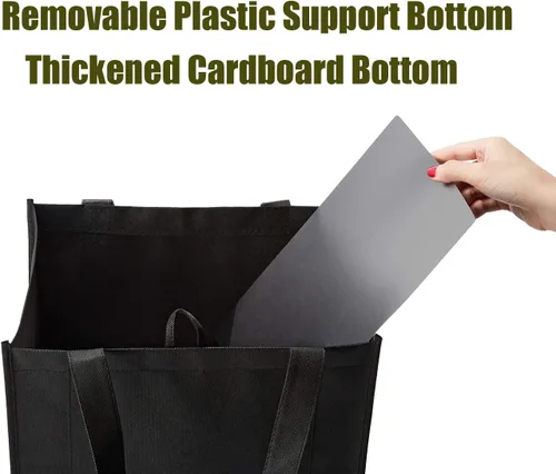 Vista 5 de NERUB Juego de 10 bolsas de comestibles reutilizables de servicio pesado, bolsas de compras, bolsas grandes para comestibles con fondo reforzado