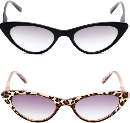 Vista 4 de Readers Readers.com The Ashlee Unisex Cat Eye Sun 1.00 (2 Pares) Negro (2 Estuches de transporte incluidos)