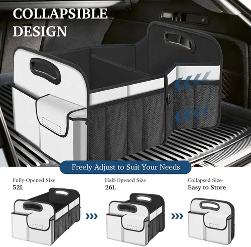 Vista 5 de Femuar Organizador de maletero de automóvil, organizador de almacenamiento de automóvil con gran capacidad, impermeable, plegable, organizador