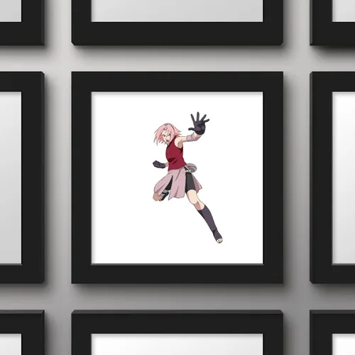 Vista 3 de Trends International Gallery Pops Naruto Shippuden - Arte de pared Sakura Haruno, versión enmarcada negra, 12 x 12 pulgadas