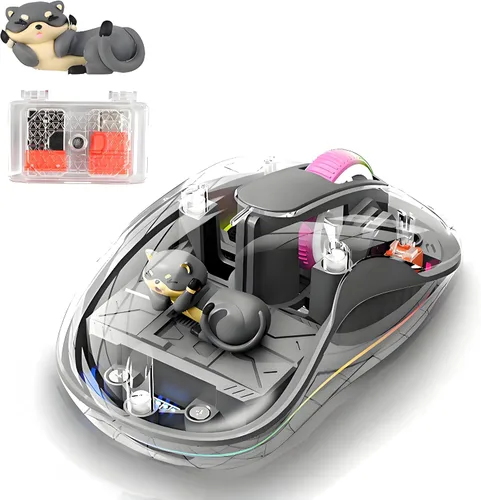 Vista 8 de elec Space lindo mouse USB C inalámbrico - Bluetooth de triple modo recargable, diseño de dibujos animados para laptops, iPads y MacBook Air/Pro